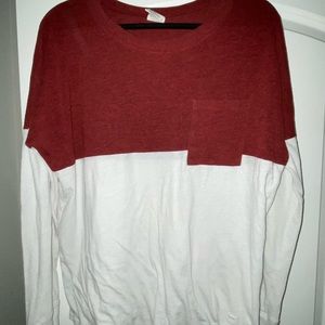 PINK color block long sleeve shirt